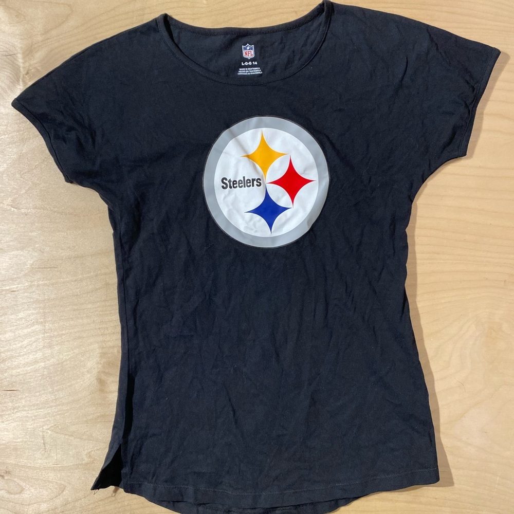 NFL Women's Black Steelers Tee Large (EY) - Picture 3 of 9